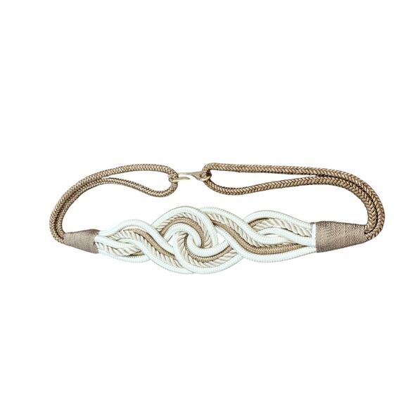 Vintage Rope Knot Belt Tan Ivory - Picture 2 of 5